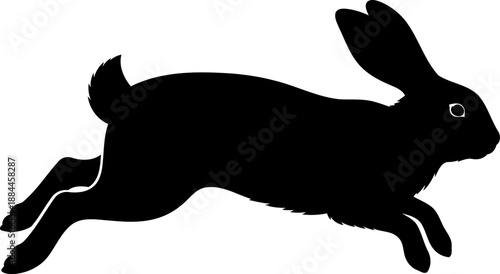 Running rabbit silhouette side view jumping hare vector illustration