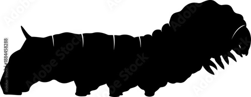Segmented caterpillar silhouette side view insect larva vector graphic
