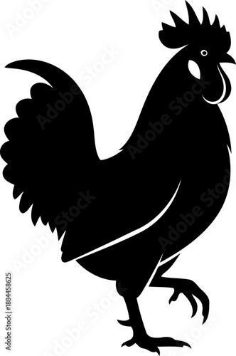 Standing rooster silhouette side view poultry bird vector graphic