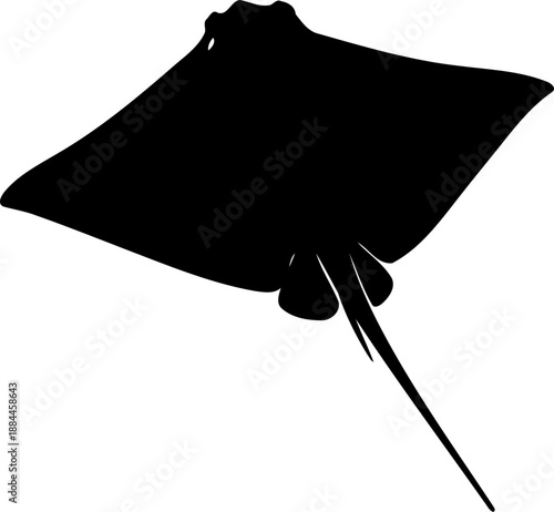 Stingray silhouette top view marine animal vector illustration