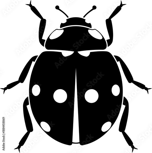 Top view ladybug silhouette spotted beetle insect vector illustration