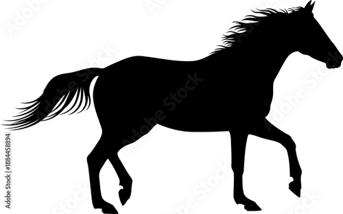 Trotting horse silhouette side view running equine vector illustration