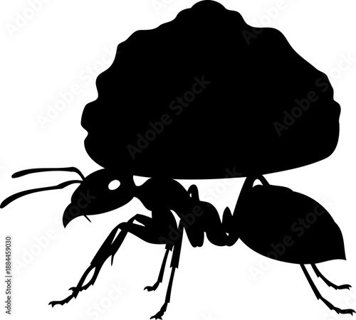 Worker ant carrying large load side view insect vector graphic