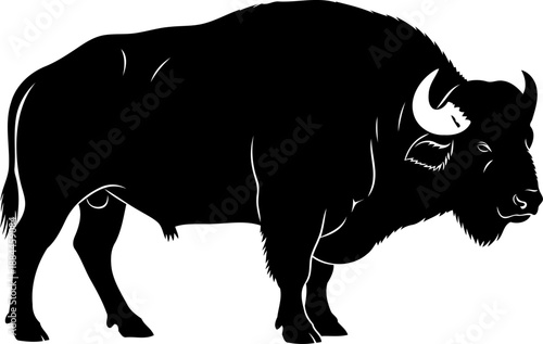 American bison silhouette side view standing buffalo vector graphic