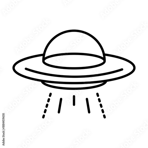 Simple alien spaceship or ufo flying saucer icon. Black vector icon sign isolated on white background. Editable vector illustration EPS 10