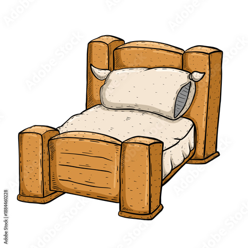 Cartoon Wooden Bed With Pillow