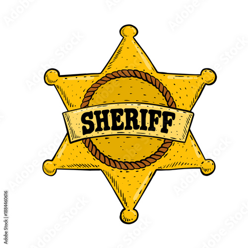 Handdrawn Sheriff Star Badge Illustration