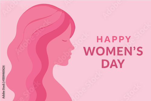 PrintHappy women s day greeting card with pink woman profile