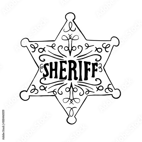 Handdrawn Sheriff Star Badge Illustration
