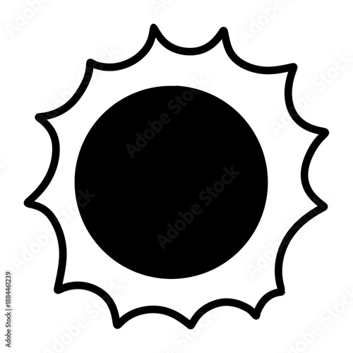 black and white sun on transparent background 