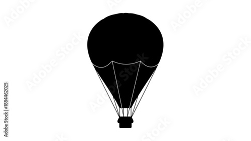 Silhouette of a classic hot air balloon floating in the sky.