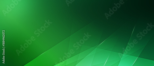 Abstract modern green horizontal banner background with geometric diagonal overlay layer and glowing lines
