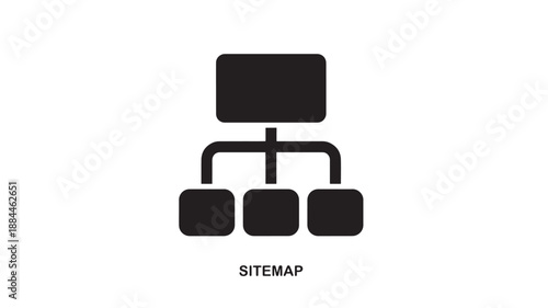 Simple sitemap icon with branching structure on transparent background silhouette