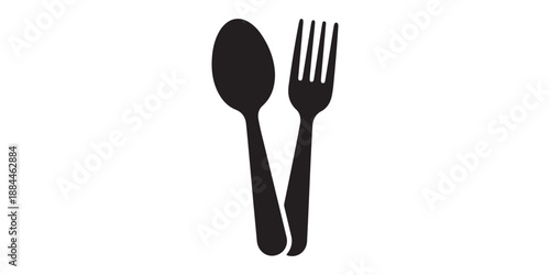 Black Spoon and Fork Icon Design for Kitchen Utensils