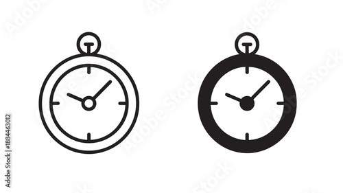 Two pocket watches presented in simple line art on transparent background silhouette