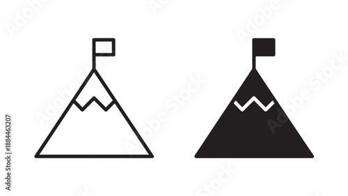 Two mountain flags nautical buoys navigational symbols on transparent background silhouette