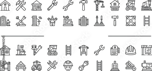 Construction site with tools and equipment building