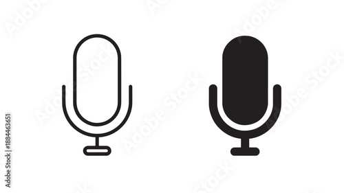 Two black microphone icons different styles perfect for digital use on transparent background silhouette
