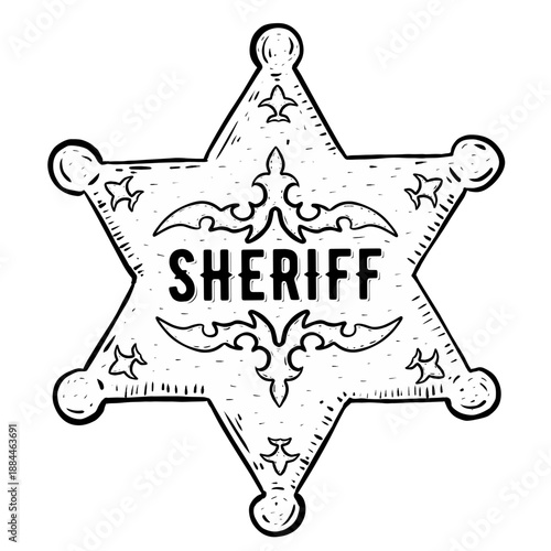 Handdrawn Sheriff Star Badge Illustration
