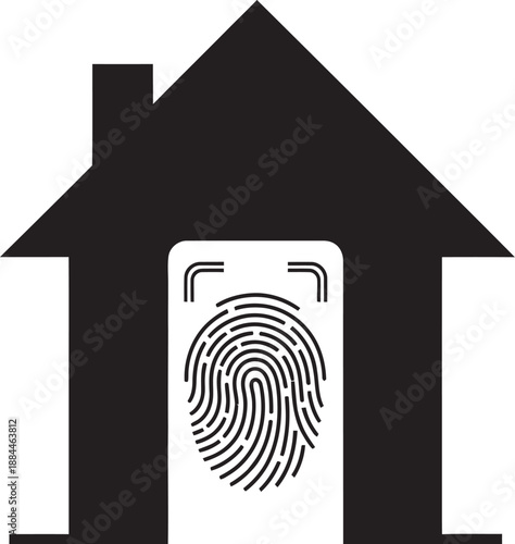 Smart home security system with fingerprint recognition on modern house door handle for safe and secure access control