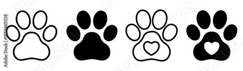 Pets' paw vector footprint symbols, hand-drawn, modern design on white background, paw, print, pet, foot, silhouette, prints, footprint, animal