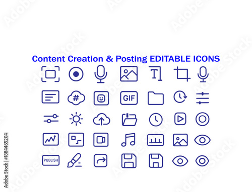A versatile collection of editable outline icons for content creation and digital media posting