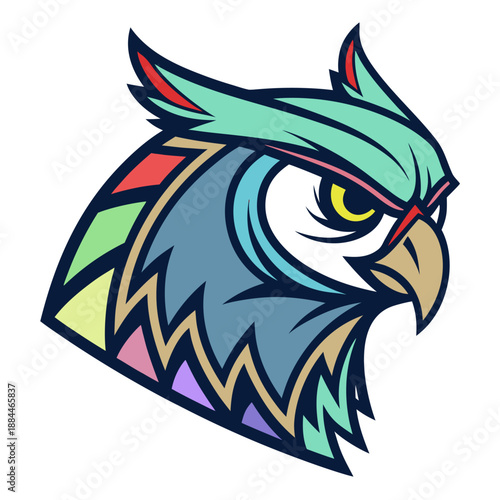 Colorful Cartoon Eagle Head Illustration.