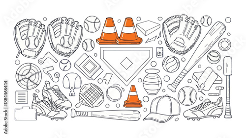 Sports equipment illustration baseball soccer and tennis gear vector design