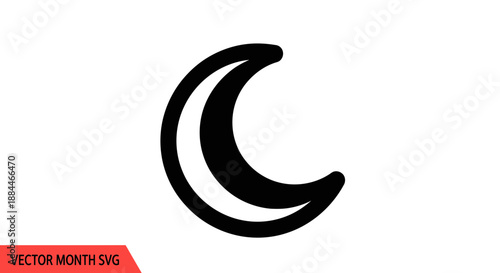Crescent Moon Symbol Vector Illustration.