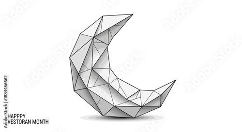 Geometric Crescent Moon Design Element.