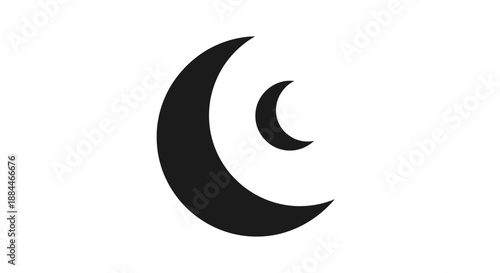 Crescent Moon Symbol Icon Design Element.
