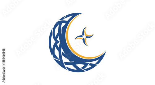 Islamic crescent moon symbol art.