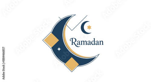 Ramadan crescent moon symbol logo.