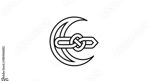 Chain link with crescent moon symbol.