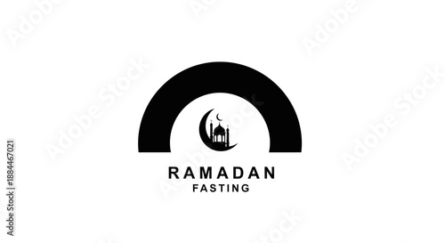 Ramadan fasting logo with crescent moon.
