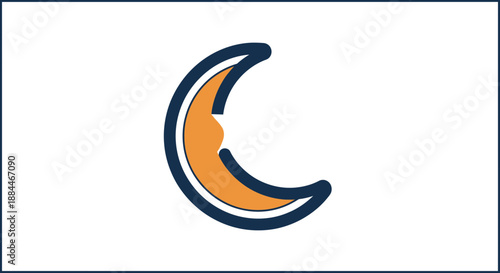 Crescent Moon Symbol Icon Design.