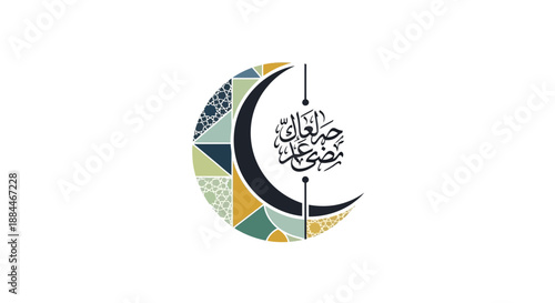 Islamic crescent moon symbol art.