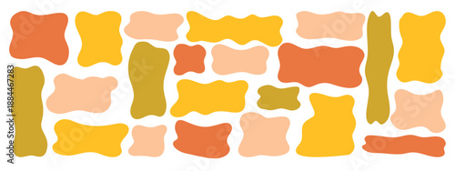 Drawn shape frame set with warm box and square orange, peach and mustard tones for vibrant text layouts. These rectangle organic wavy forms add sunny energy.