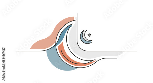 Crescent Moon and Star Symbol Design.