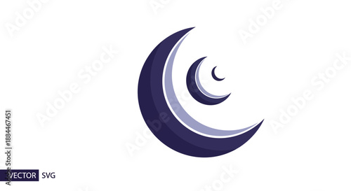 Crescent Moon Symbol Vector Graphic.