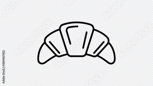 Simple line art illustration of a classic croissant, perfect for breakfast or bakery themes.