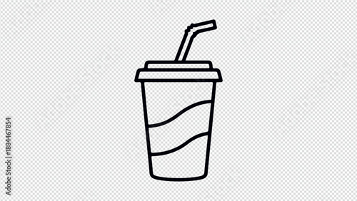 Simple outline illustration of a disposable cup with a straw and lid, perfect for beverage concepts.
