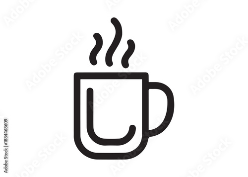 Coffee mug Line Art Icon, Outline Stock Vector Illustration
