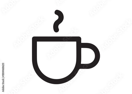 Coffee mug Line Art Icon, Outline Stock Vector Illustration
