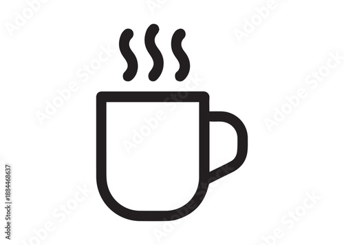 Coffee mug Line Art Icon, Outline Stock Vector Illustration