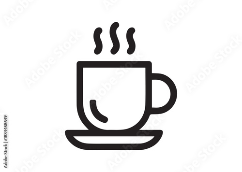 Coffee mug Line Art Icon, Outline Stock Vector Illustration