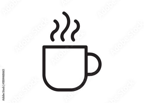 Coffee mug Line Art Icon, Outline Stock Vector Illustration