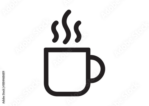 Coffee mug Line Art Icon, Outline Stock Vector Illustration