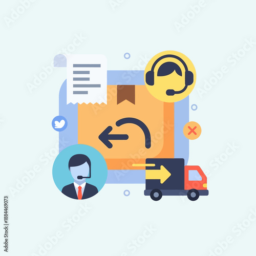 Delivery truck with driver headset.