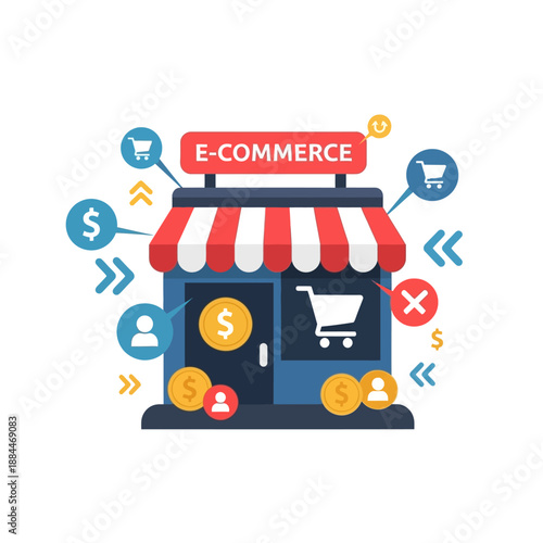 Ecommerce storefront with shopping cart icon.